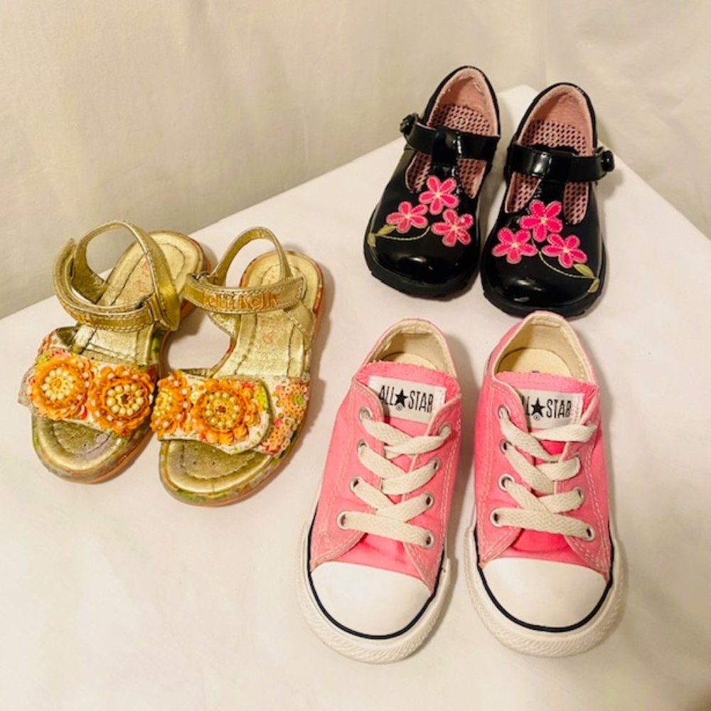 Lelli Kelly, Evg, And Pink Converse Bundle Of 3 Girls Size 7